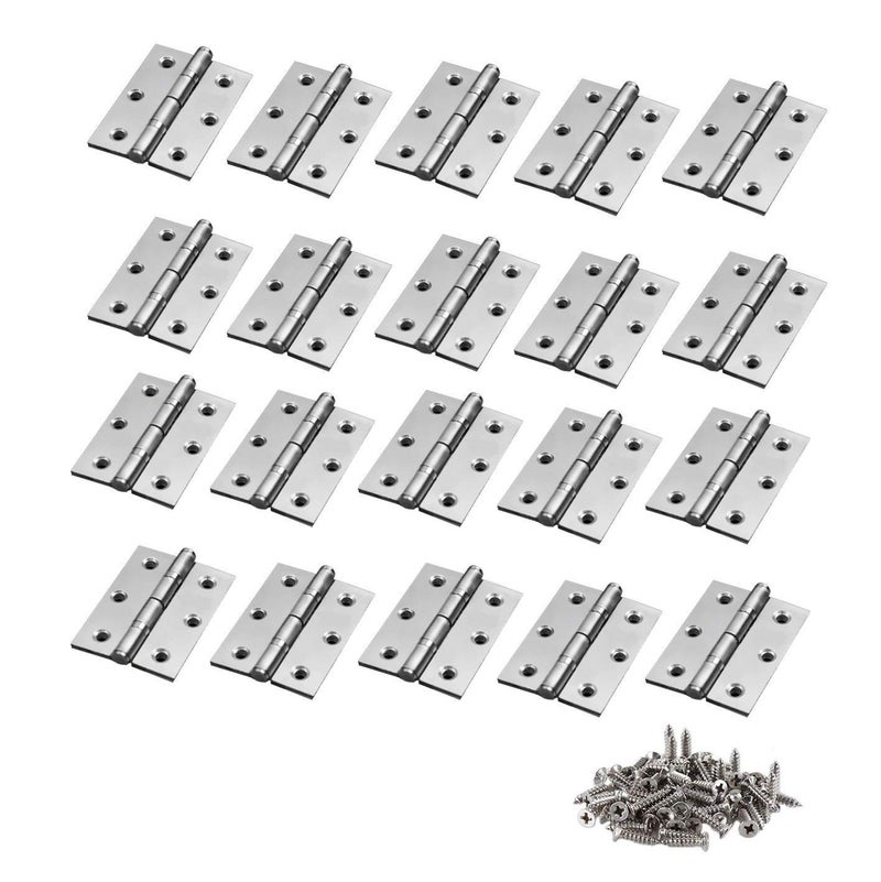 TamBee 40Pcs 1.7inch Folding Butt Hinges Cabinet Cupboard Closet Door Home Furniture Hardware Stainless Steel Silver Tone - Image 1